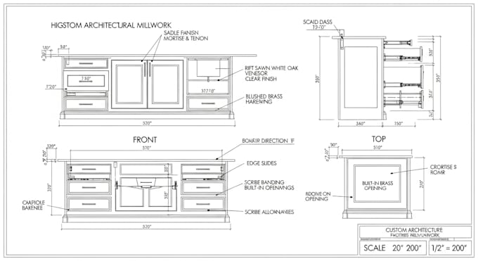 do millwork shop drawings, kitchen cabinets, pantry, woodwork and casework