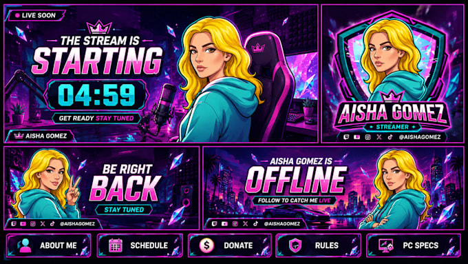 design a complete graphics package twitch and kick