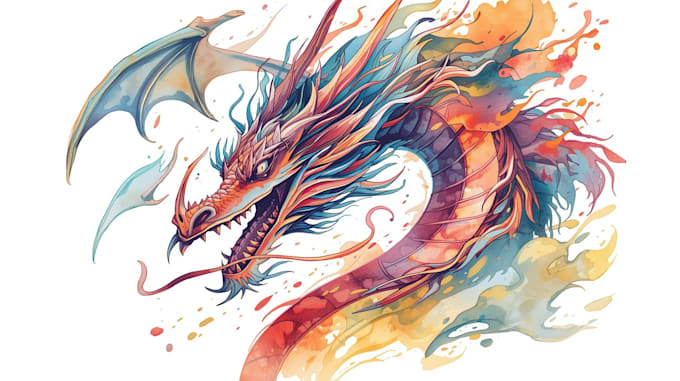 design watercolor dragons include t shirt design