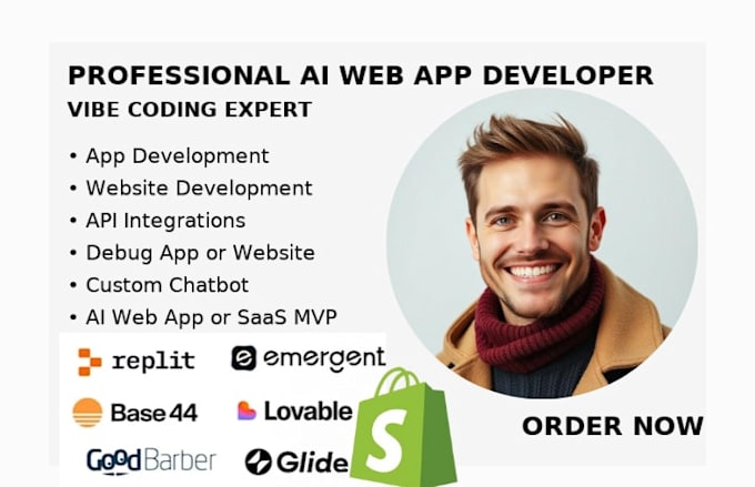 develop a professional website, web app with base44, lovable, vo, replit