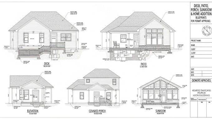 Draft deck, patio, porch, sunroom, home addition blueprints for permit ...