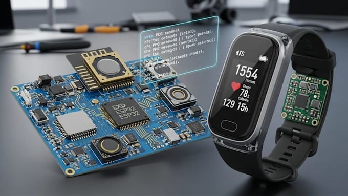 Wearable health monitoring pcb, fitness band tracker esp32 sensors ...