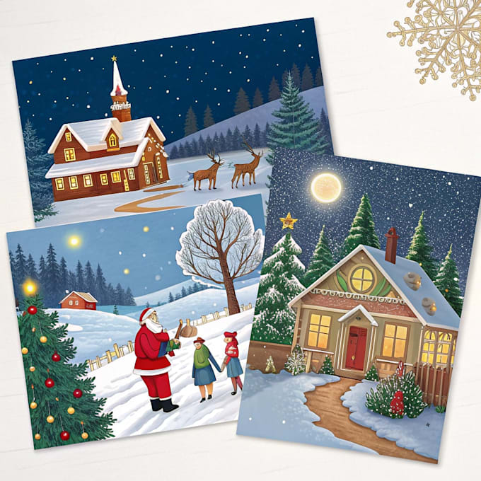 draw christmas illustrations and cards for you