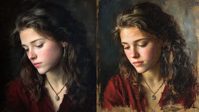 make beautiful oil painting style portraits