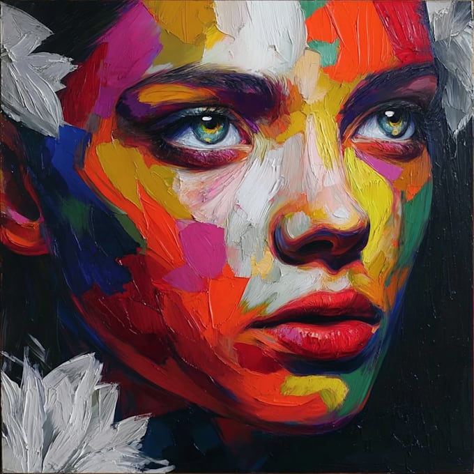 paint expressive colorful abstract portraits