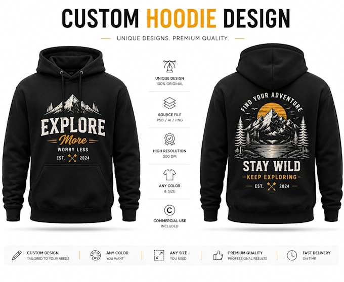 design premium custom hoodie and sweatshirt graphics