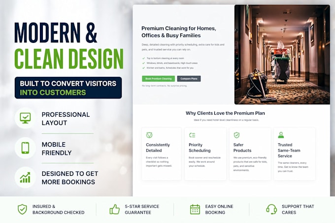 design a cleaning service landing page wordpress website