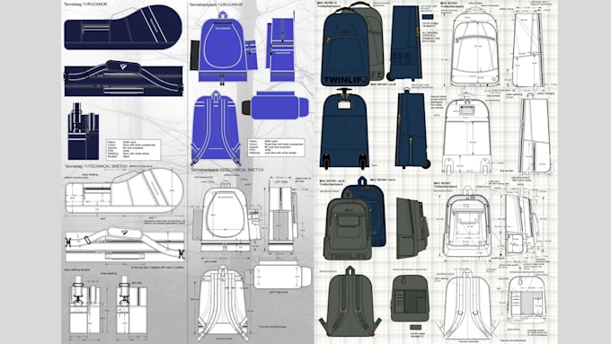 design professional bag sewing pattern custom handbag pattern and full tech pack