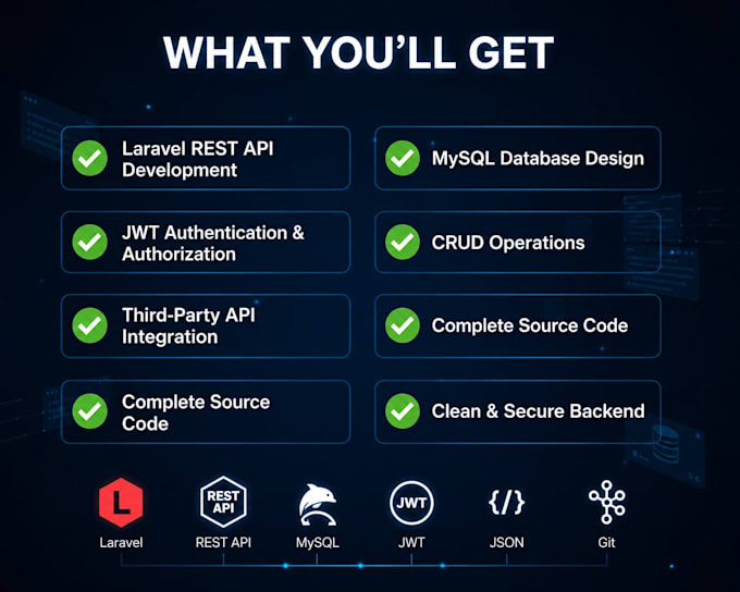develop laravel rest API, custom backend and web application