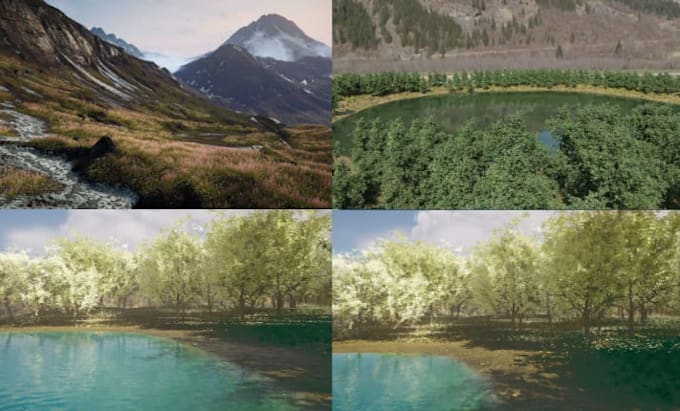 do 3d game environment, forest, mountains, rivers for playable levels in ue5