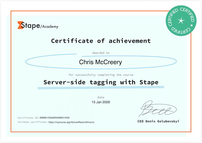 implement GTM server side tracking with stape