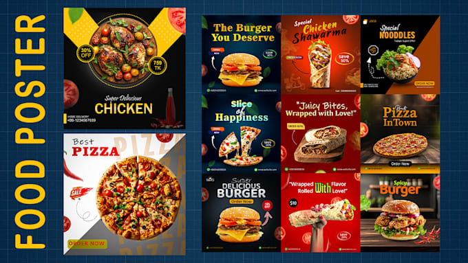 create professional food posters, menu designs and flyers