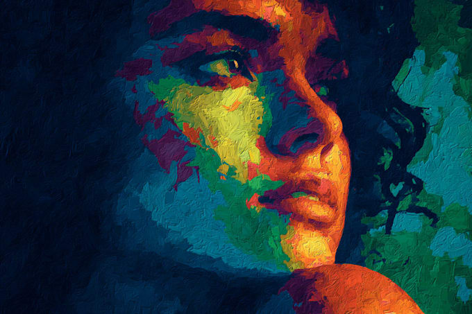 create surrelism colorful abstract portrait
