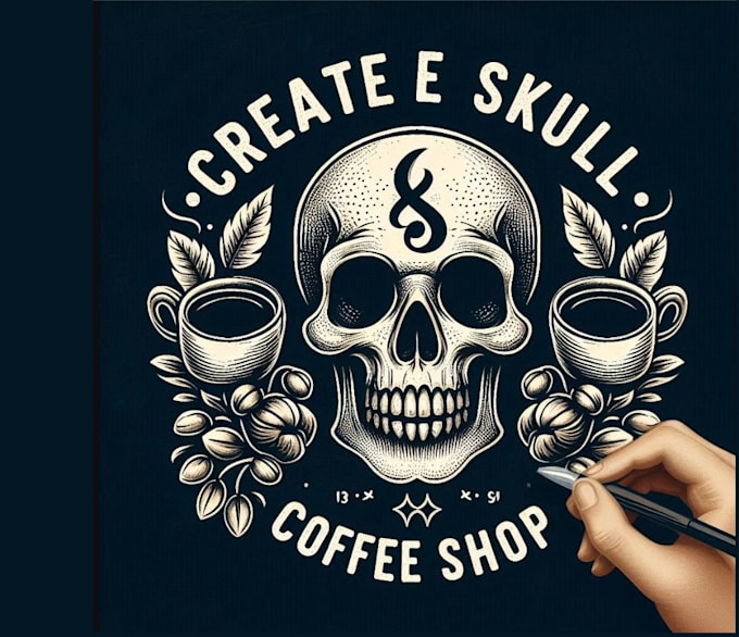design custom skeleton coffee shop logo
