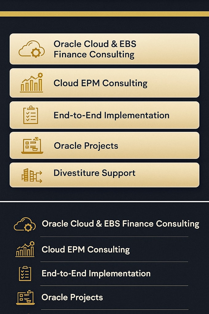 provide oracle fusion ebs finance epm implementation and support