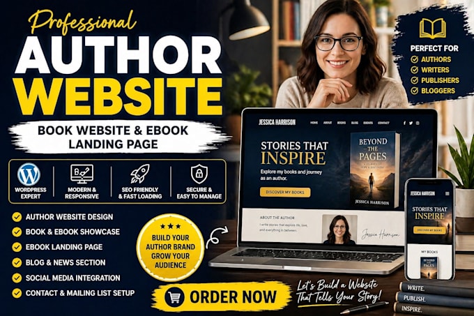 build professional author website, book website, ebook landing page on wordpress