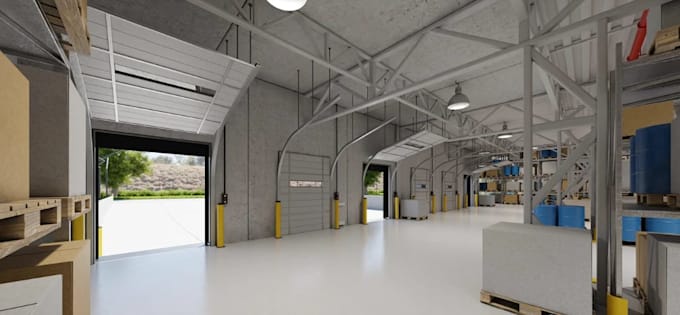 renovate interior warehouse,3d cgi factory,inventory,distribution center render
