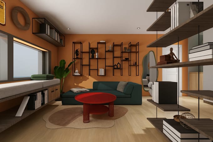 do functional interior spaces with 3d rendering