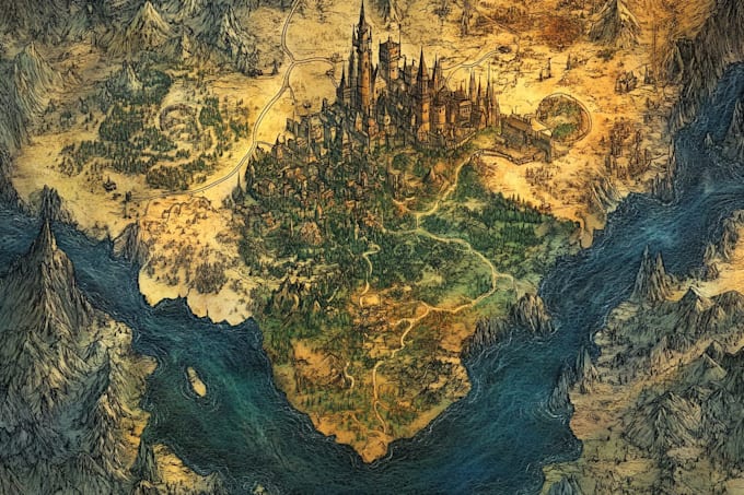 draw fantasy map illustration for map