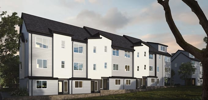 reinvent modern residential development, row house design, townhouse rendering