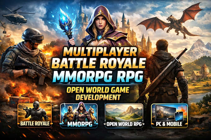 develop multiplayer battle royale, mmorpg rpg open world game