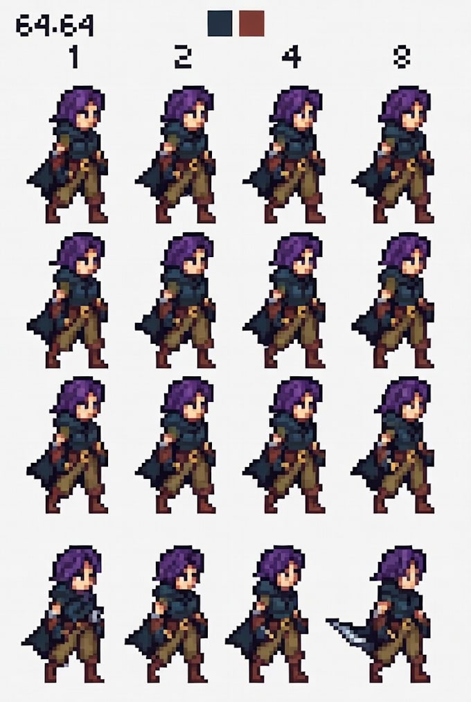 pixel art character sprite sheets and assets for indie games