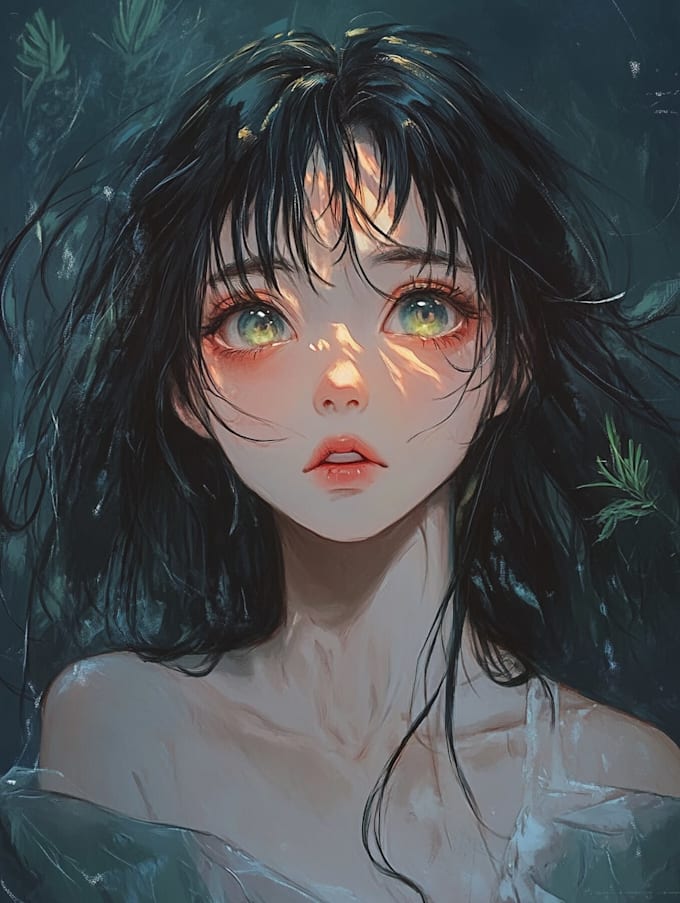 Make a character design and concept art in anime style by ...