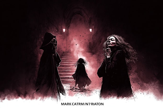 do ultimate detailed dark art illustration for you