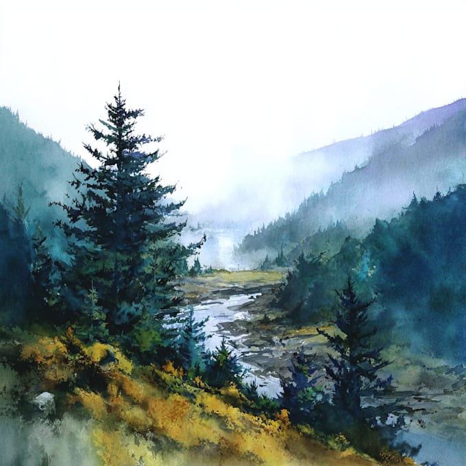 make watercolor landscape design