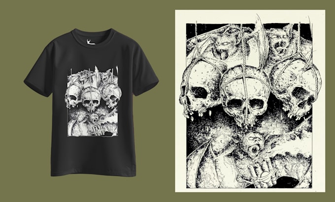 make pen and ink extreme horror metal artwork