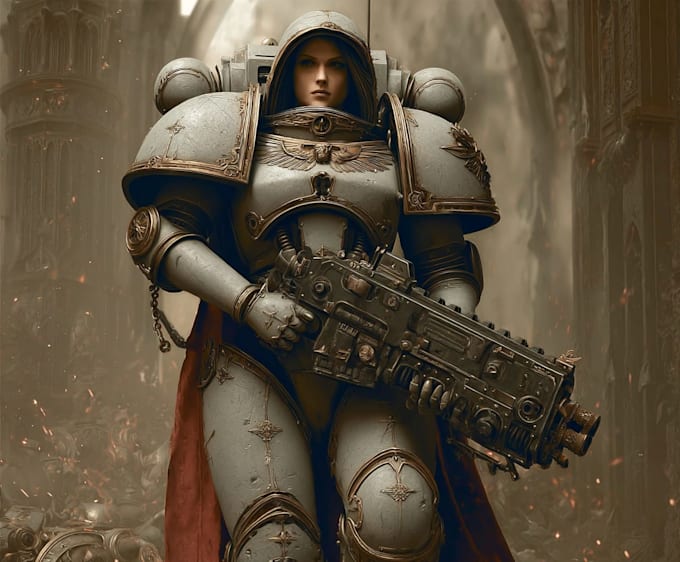 create epic warhammer character art in grimdark detailed