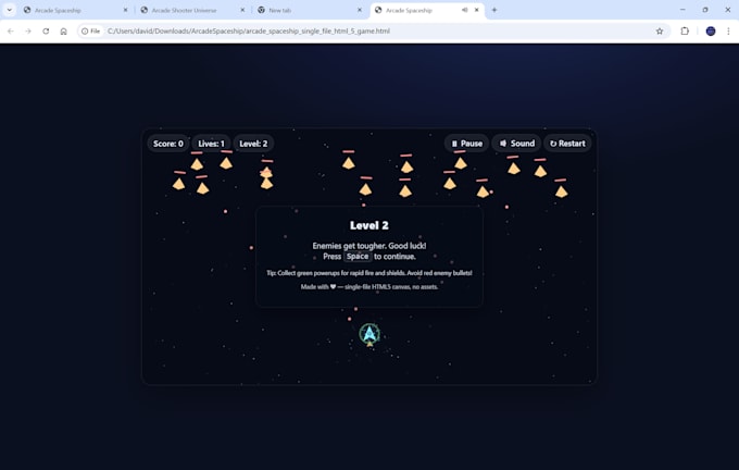 create a simple HTML browser game