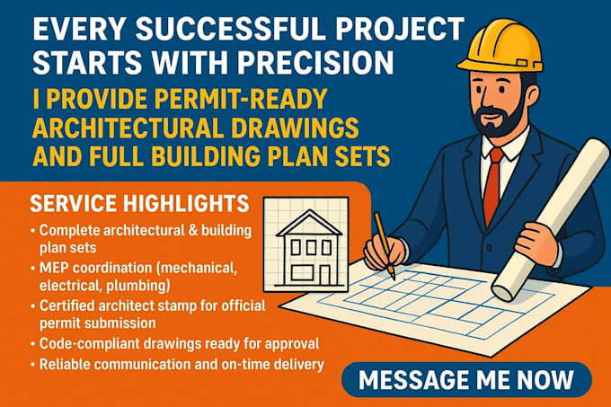 certified architect permit ready drawing building set mep architect stamp