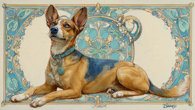 design a custom disney pet portrait illustration