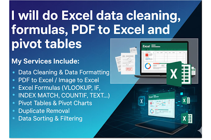 clean, formulas, PDF to excel, pivot table