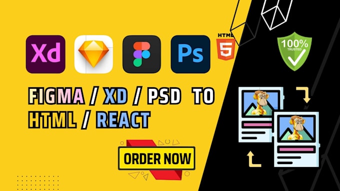 convert figma to html, xd to html, psd to html responsive bootstrap or tailwind
