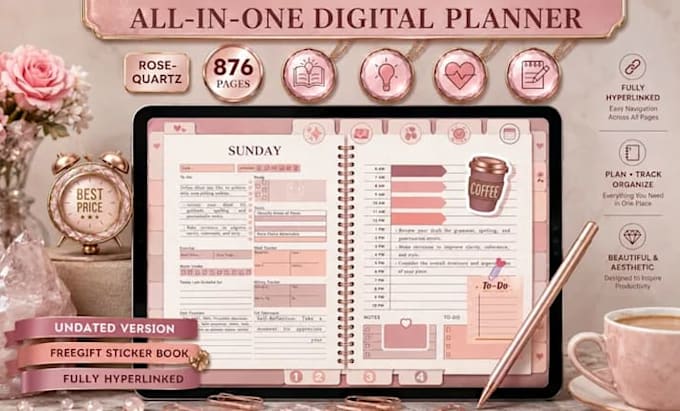design responsive hyperlinked planner, etsy digital planner,digital planner