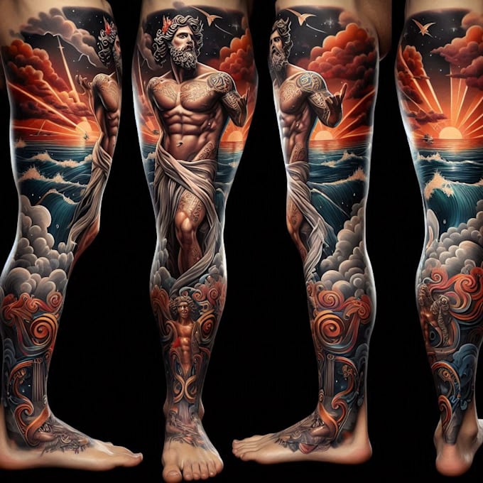 create a tattoo design for leg sleeve