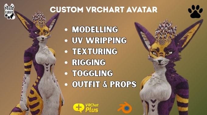 Create realistic 3d furry vtuber model vrchat avatar nsfw vtuber for ...