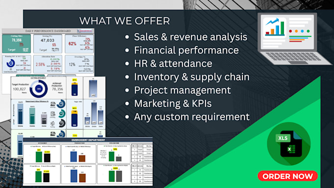 create a professional excel dashboard for sales and finance