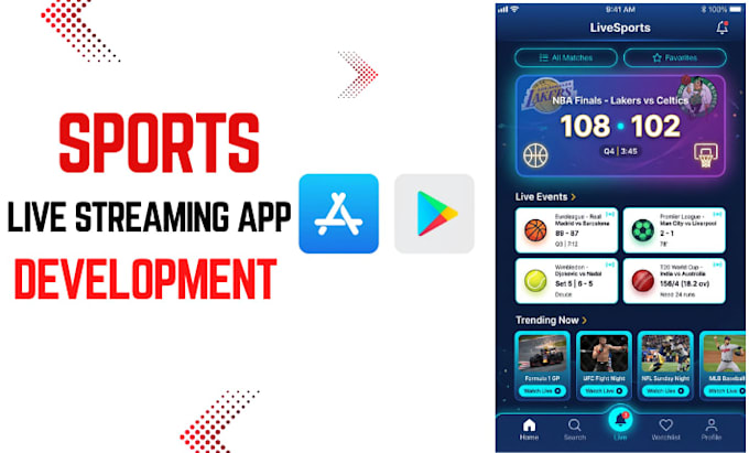 develop sports streaming app, game streaming app, live stream app, twitch app