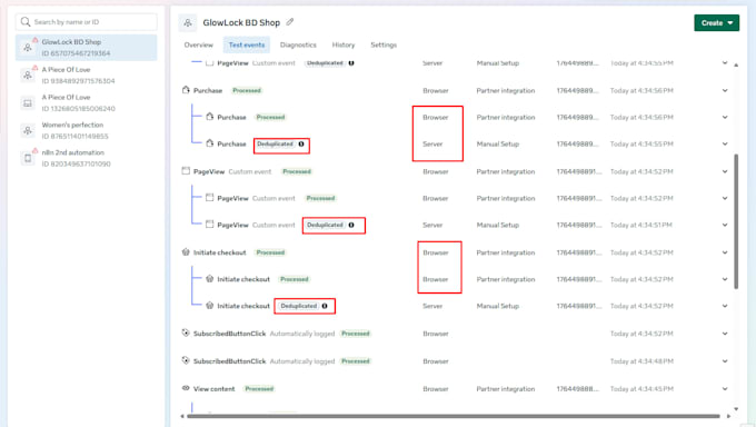 fix and setup google ads conversion tracking, ga4, GTM, facebook pixel and capi