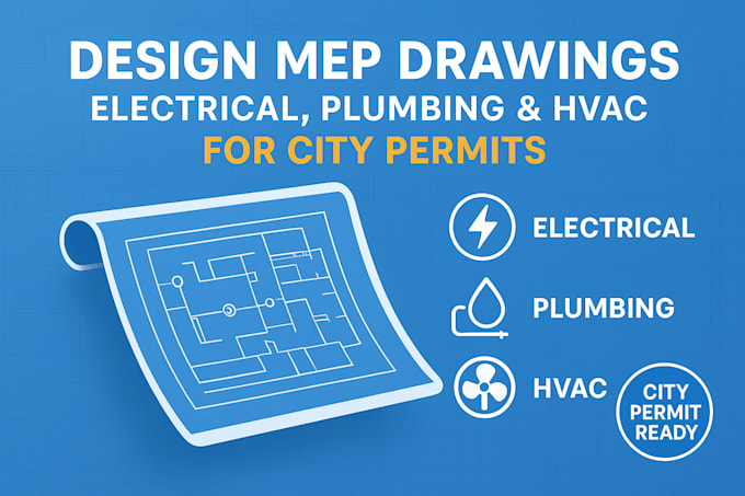 Design mep drawings, electrical plan, plumbing, hvac for city permit by ...