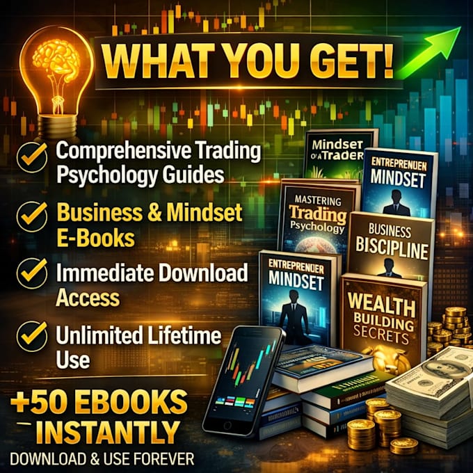 provide 50 plus ebooks on trading psychology and business