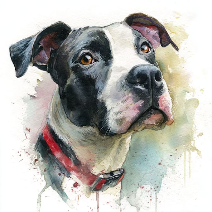 make watercolor custom pet portrait