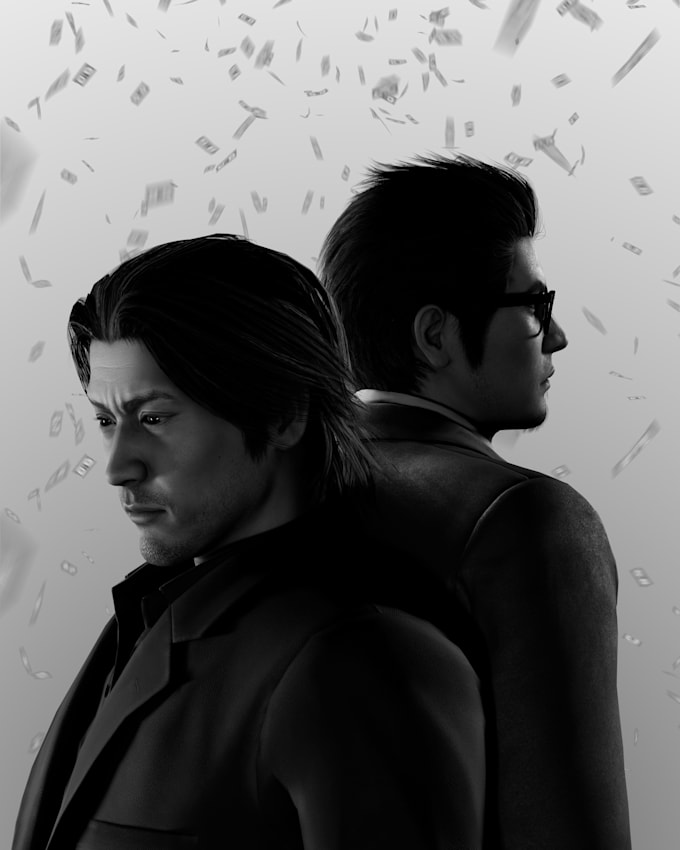 create a 3d yakuza or like a dragon render using blender