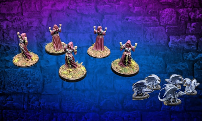 paint groups of five fantasy minis