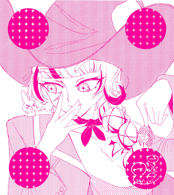 stylish monochrome anime character illustrations