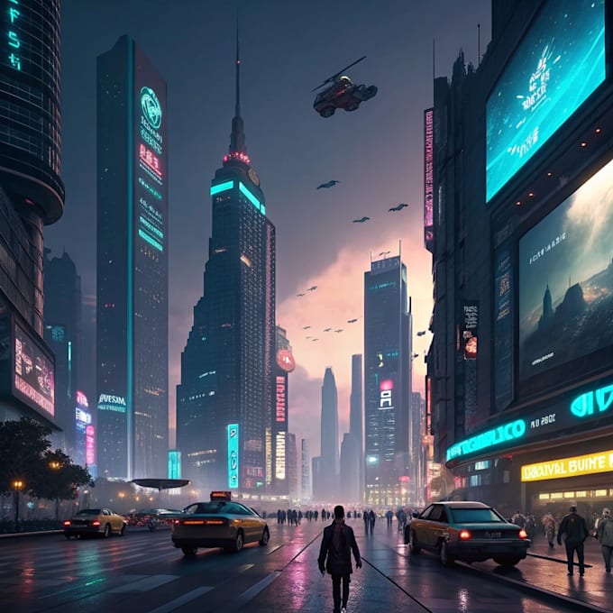 Make futuristic cyberpunk city or background art by Ironeolley | Fiverr