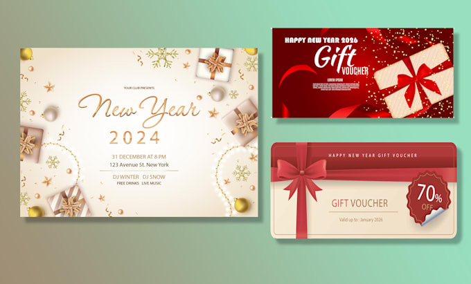 design unique christmas and new year gift cards
